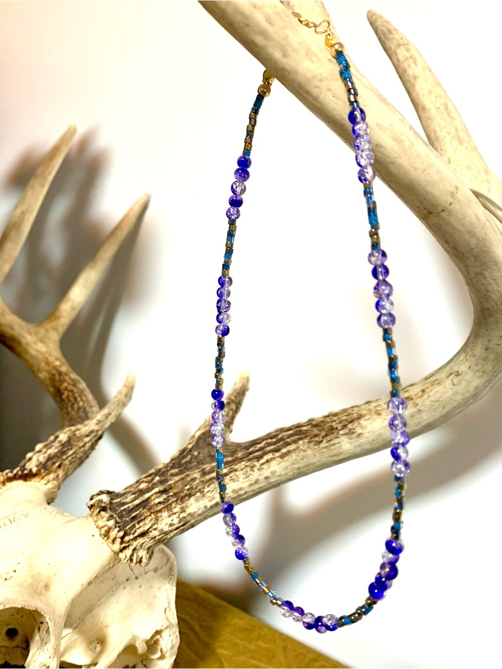 Delicate Purple & Blue Beaded Necklace for Women